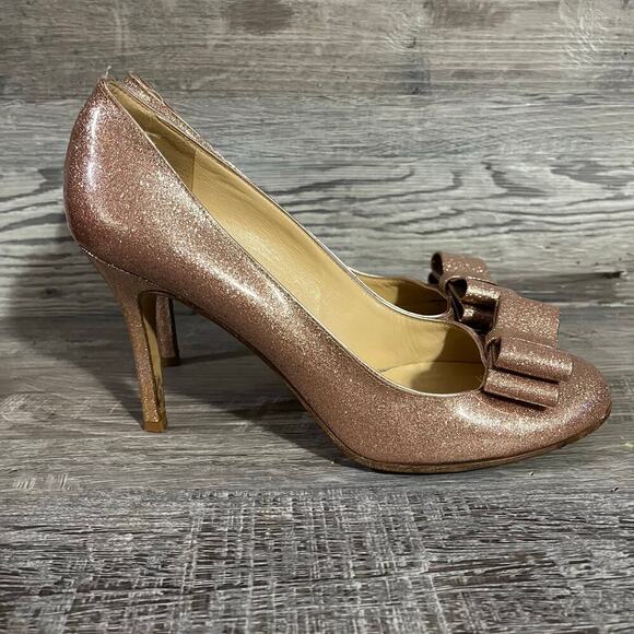 Kate Spade Womens Krysta Bow Pump Pink Glitter Patent Leather Heels 9 - Picture 13 of 15